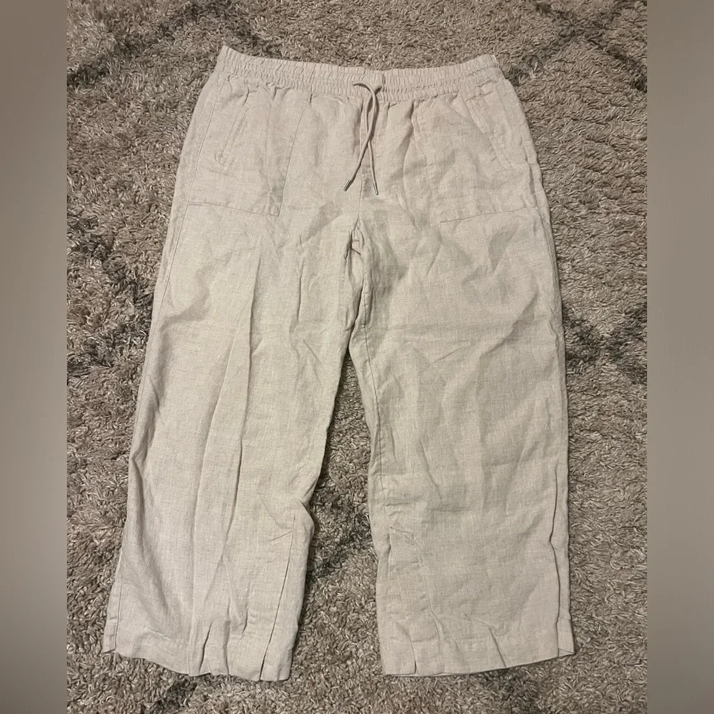 Athleta Cream Linen Pants